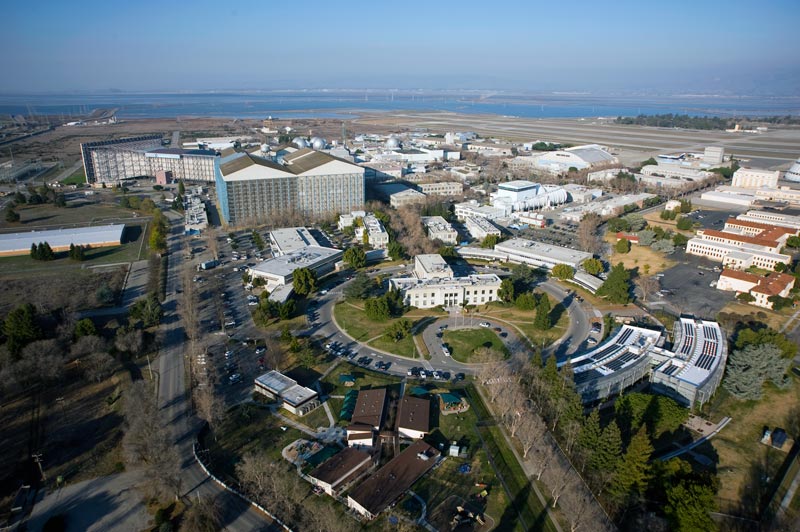 An aerial photograph of NASA's Ames Research Center taken in February 2012. Image credit - Eric James.