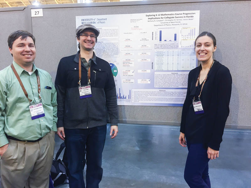 Dr. Christopher N. Varney, Dr. Aaron Wade, and Bethany Campbell at the undergraduate poster session.