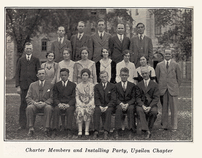 Charter Members and Installing Party at thevWheaton College, June 3, 1931, reprinted from H. O. Taylor, A History of Wheaton College, December 1931, Radiations