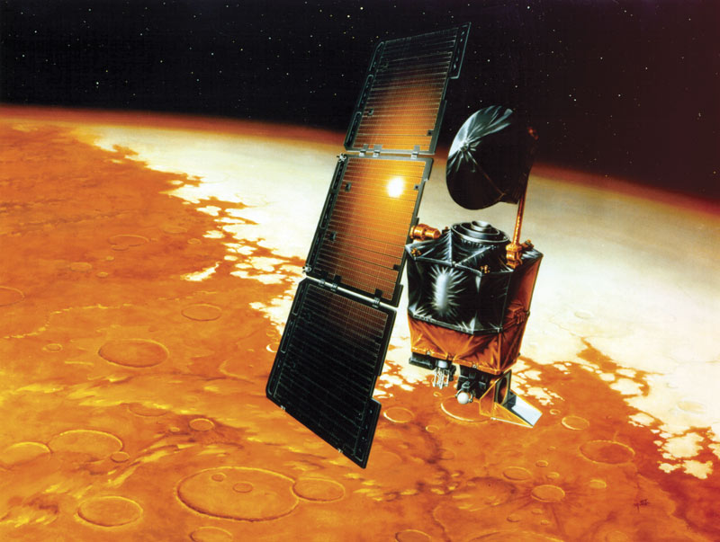 The Mars Climate Orbiter disintegrated in the Martian atmosphere because a subcontractor programmed its thrusters in imperial units instead of the metric units NASA was using. Image courtesy of NASA.