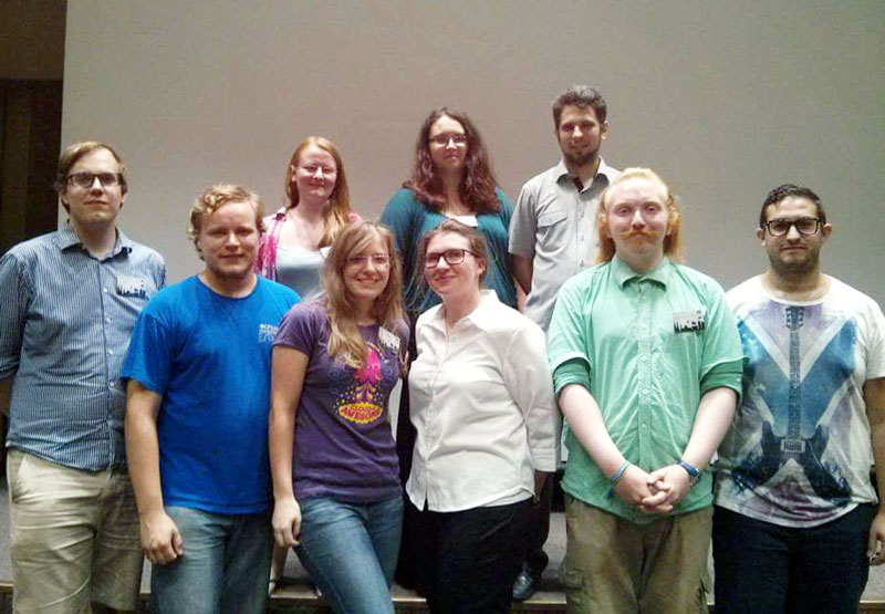 The 2015–16 Executive Committee of the International Association of Physics Students. Amanda Landcastle is pictured in the first row, third from right.