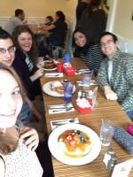 Slightly blurry picture of everyone at Sabrina's Cafe in Philadelphia