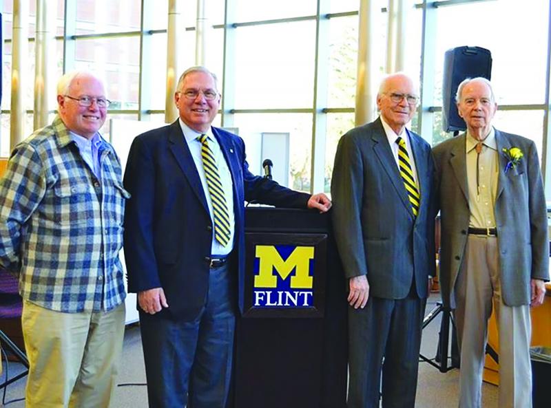  Dr. Donald Boys, David Zick, Dr. Donald DeGraaf, and Dr. Frank Rose at the dedication ceremony for the DeGraaf Learning Center. Photo courtesy of David Zick.