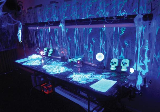  The Idaho State University SPS Haunted lab  demonstration &quot;Phun with Phluorescence.&quot; Photo by Jordan Keough. 