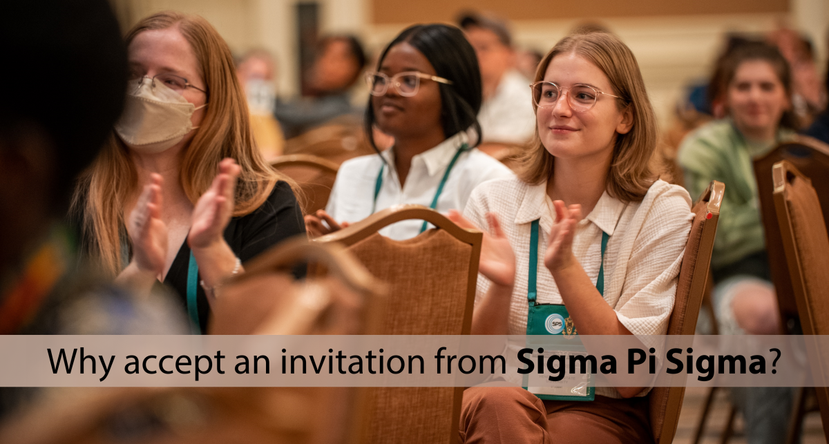 3 Sigma Pi Sigma and SPS members applaud a speaker at the 2022 Physics Congress.