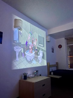 The projector... and karaoke to Phineas and Ferb