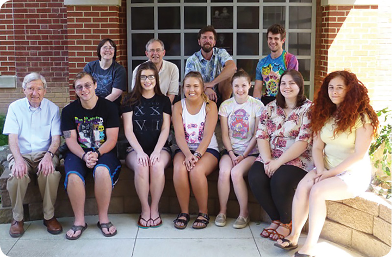 Summer research students pose with their faculty advisors at West Virginia Wesleyan.  Photo by Mark Loudin.