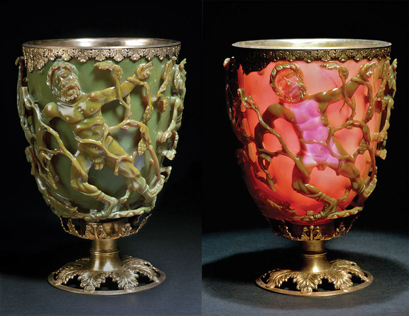 The colors of the Lycurgus Cup depend on how it’s viewed. Photographs ©The Trustees of the British Museum.