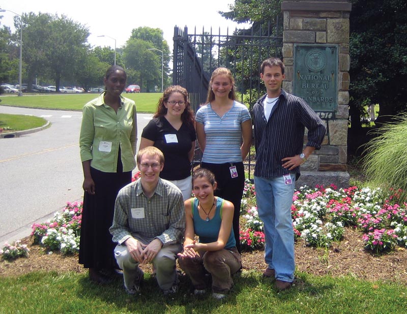 Bridger Anderson is pictured with the 2005 SPS interns during a tour of his host site, NIST