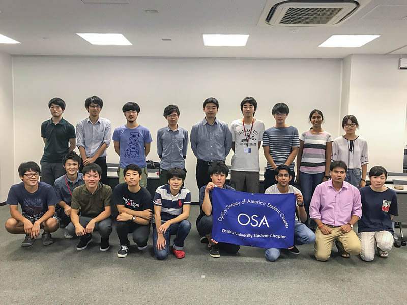 The OSA Student Chapter at Osaka University attends the Traveling Lecturer Seminar in August 2017. Photo courtesy of the Osaka University OSA Student Chapter. 