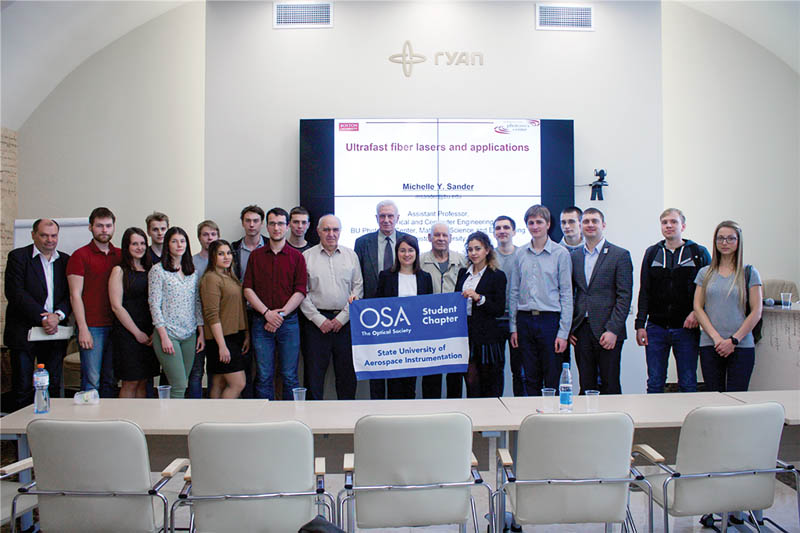 The OSA Student Chapter at the State University of Aerospace Instrumentation (SUAI) in St. Petersburg, Russia. Photo courtesy of the SUAI OSA Student Chapter.