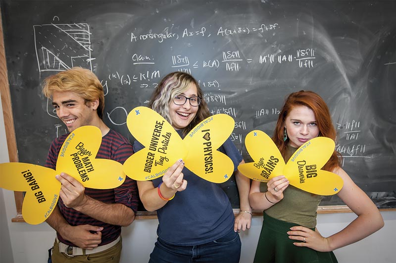 Mayia Vranas (center) with Maccallum Robertson and Victoria Sosnovtseva posing for UC Berkeley's “Big Give” fundraiser. Photo courtesy of Keegan Houser.