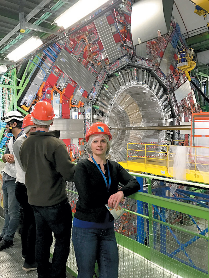 Gearba-Sell while visiting CERN with students during a cultural immersion trip to Switzerland in 2017. Photo courtesy of Alina Gearba-Sell.
