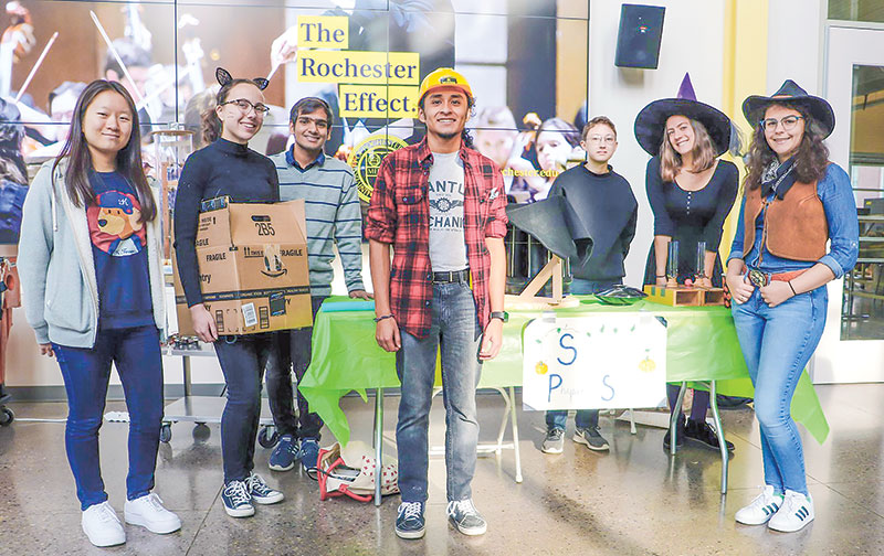 SPS members at the University of Rochester chapter’s annual Spooky Science Day outreach event in 2019. Photo by Benjamin Nussbaum.