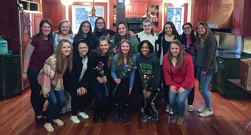  SPS chapters engage alumni in a variety of ways. In this photo, Siena College physics students enjoy a Women in Physics dinner. Local female alumni were invited back to talk about their careers and postgraduation journeys. Photo courtesy of the Siena College SPS chapter’s 2019–20 chapter report.