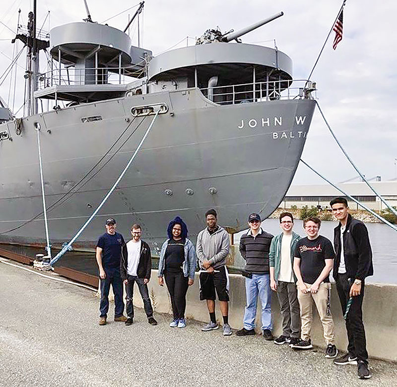  Towson University SPS members tour the Project Liberty Ship SS John W. Brown in Baltimore, MD. 