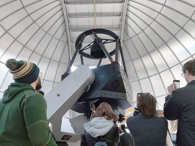 Zone meeting attendees visit the USAFA's new 1-m telescope.
