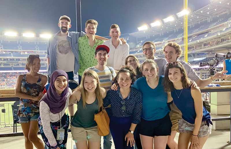 2019 SPS summer interns enjoy the congressional baseball game together.