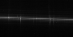 An example of Ultraviolet Spectra taken from the Hubble Space Telescope. The vertical lines are actual emission lines from Eta Carinae! (For those wondering, the brightest pixel is located in the leftmost emission line)