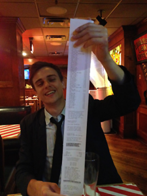 I will probably never see a receipt that long at a restaurant for a very very long time.