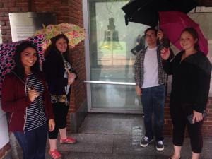All the interns soaking wet but finally by the liberty bell
