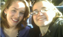 Tiffany LaByer and Marie Blatnik travel by bus to BNL. 