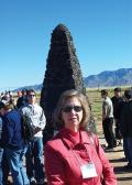 Mary Beth Monroe at Trinity Site in New Mexico during the 2004 congress of Sigma Pi Sigma. Photo by Tracy Nolis-Schwab.