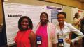 Recent graduates Felicia Davenport (physics), Angela Moore (physics), and Nicolette Sanders (chemistry) as presenters at the 2016 American Association of Physics Teachers meeting. Photo by Mel Sabella.